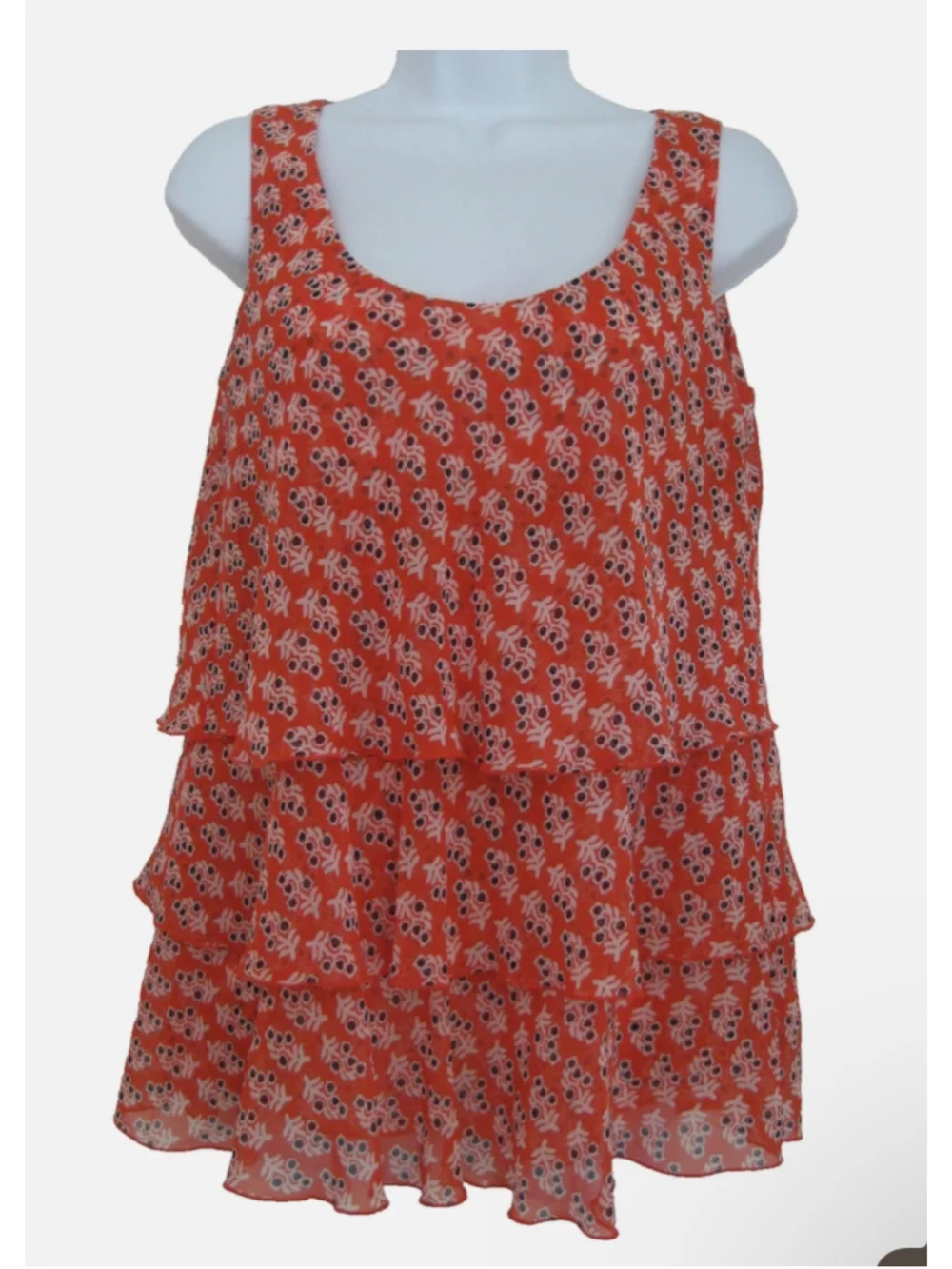 Women's Tory Burch Sleeveless Tiered Blouse, Size 2, Orange and Black